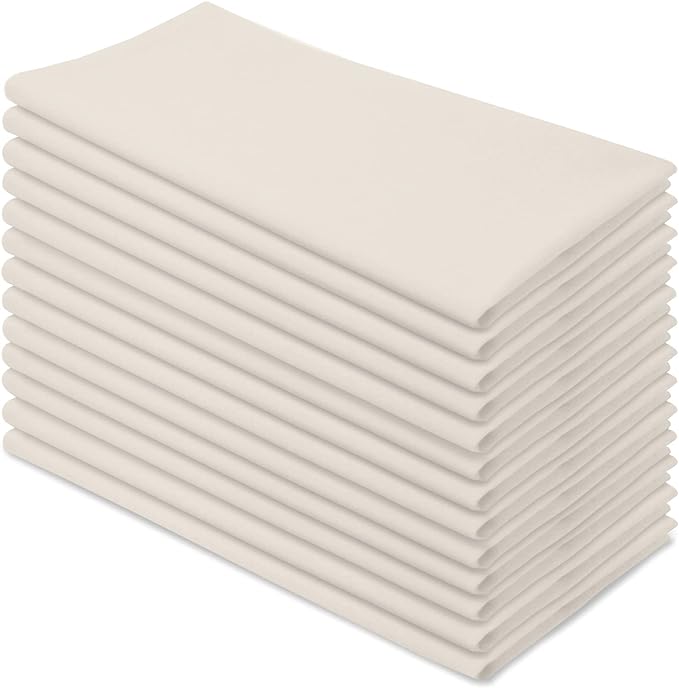 Aunti Em's Kitchen Flour Sack Dish Towels - Natural Cotton for Embroidery and Drying Glass, Hand, Dinnerware - Plain, Thick, Zero-Lint, Highly Absorbent - Set of 13, 27 x 27 Inch, Ivory