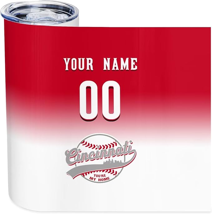 Custom Tumbler Stainless Steel Cup Personalized Baseball Vacuum Insulation Travel Mug Add Your Name Number Fans Gift for Baseball Fans