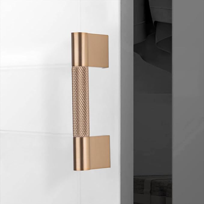 10 Pack 3 inch(76mm) Champagne Copper Kitchen Cabinet Handles Knurled Cabinet Pulls Gold Drawer Pulls Kitchen Hardware