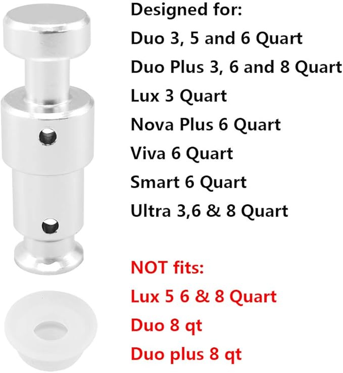 Replacement Float Valve for Instant Pot Duo 3, 5, 6 Qt, Duo Plus 3, 6 Qt, Ultra 3, 6, 8 Qt, Lux 3 Qt - 2 Float Valves 4 Silicone Caps
