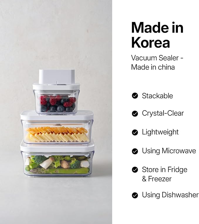 VAKUEN Premium Airtight Food Storage Containers, Mini Square 2pc/set(0.85qt), Smart One-Click Seal Lid, No Hinges, 100% Leak Proof, BPA-FREE, Dishwasher, Freezer & Microwave Safe