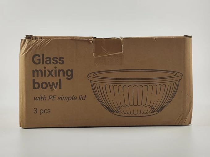 Luvan Glass Mixing Bowls with Lids Set(3.7QT, 2.1QT, 1.1QT),3PC Glass Nesting Bowl, Large Salad Bowls Sets with lids,Clear Cooking Bowl for Kitchen Prep,Food Storage,Baking,Microwave and Oven Safe