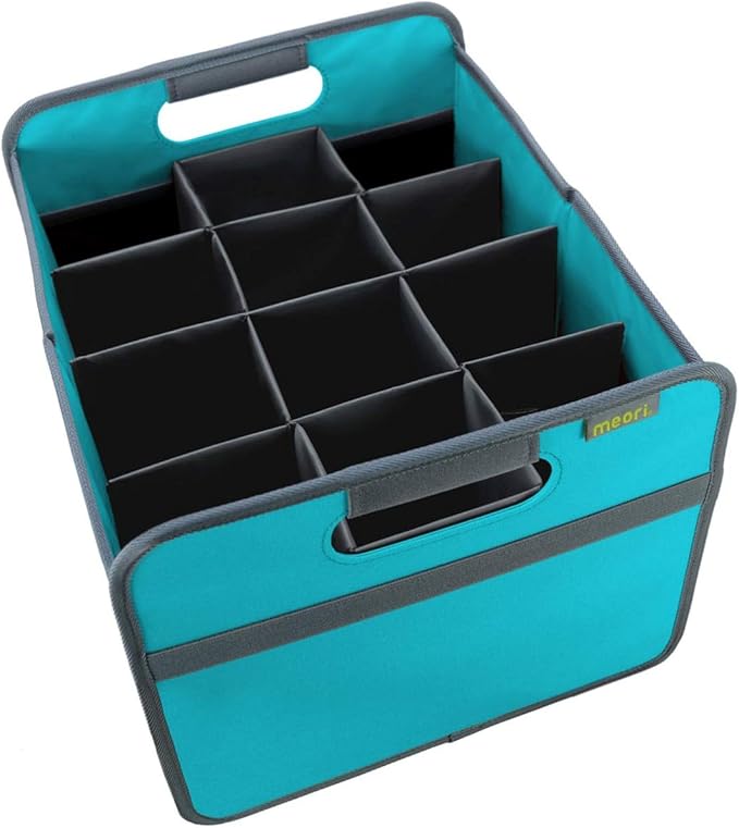 meori B100297 Azure Foldable Wine Carrier 12 Slot Blue Collapsible Liquor Storage Travel Carry Case Bottle Shopping Car RV Beach Lake Park