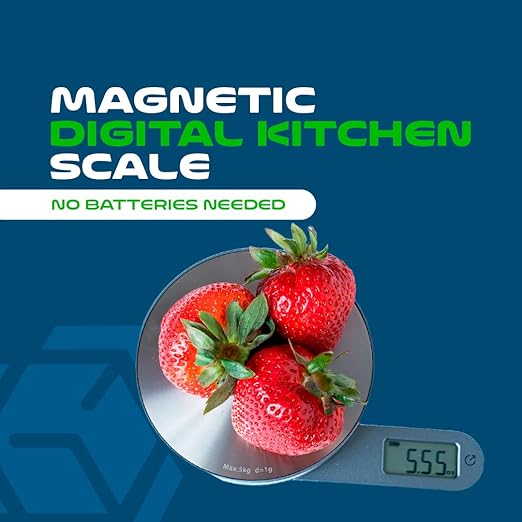 Battery-Free Digital Kitchen Food Scale – Dynamo Powered, High Precision, 11lb Capacity, Grams & Ounces, Tare Function – Portable Cooking & Baking Scale