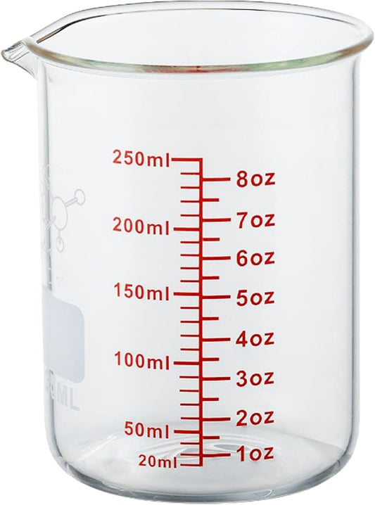 High Borosilicate Glass Measuring Cup-V-Shaped Spout,250ml(8OZ) Glass Measuring Beaker for Kitchen or Restaurant, Easy to Read