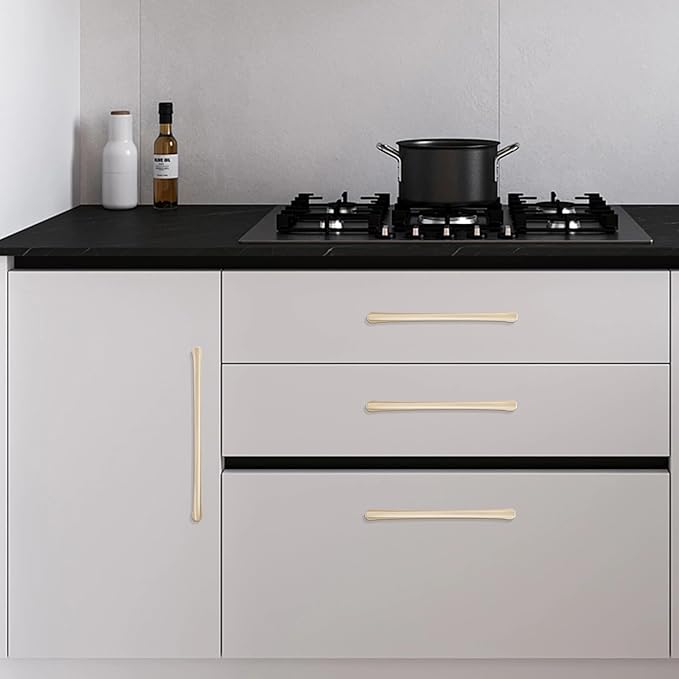 10 Pack 7-1/2 Inch Kitchen Cabinet Handles Brushed Brass Cabinet Pulls Zinc Alloy Drawer Pulls Solid Kitchen Hardware