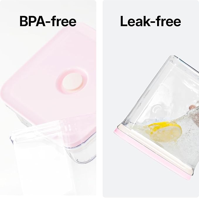 VAKUEN Premium Airtight Food Storage Containers ROSE 8P/SET, 6pcs Container, 1pcs Water Pitcher and Vacuum Sealer. Patented Double Silicone Lining, 100% Leak Proof, BPA-FREE