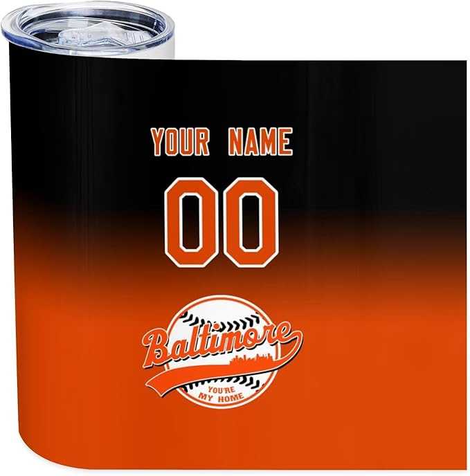 Custom Tumbler Stainless Steel Cup Personalized Baseball Vacuum Insulation Travel Mug Add Your Name Number Fans Gift for Baseball Fans