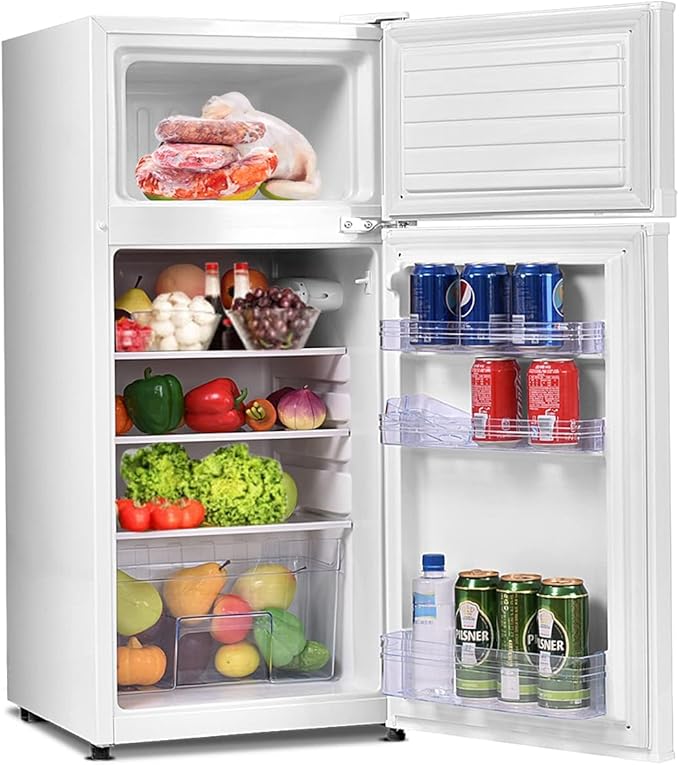 Safeplus 3.4 cu ft. Compact Refrigerator, Mini Fridge with Freezer and Shelves for Dorm Bedroom