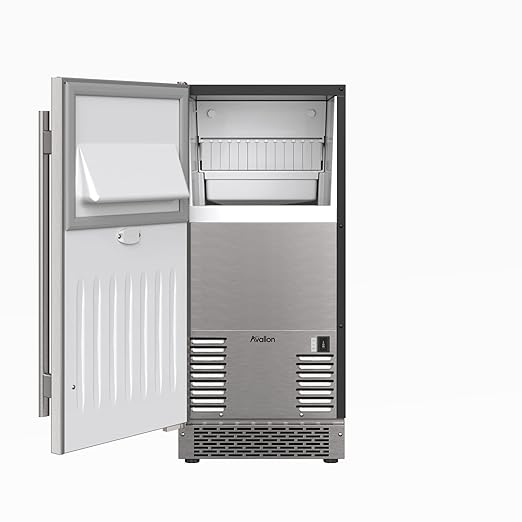 Avallon AIMG151GSSILH 15 Inch Wide 26 Lbs. Built-in/Free Standing Ice Maker with 56 Lbs. Daily Ice Production and Wash Mode