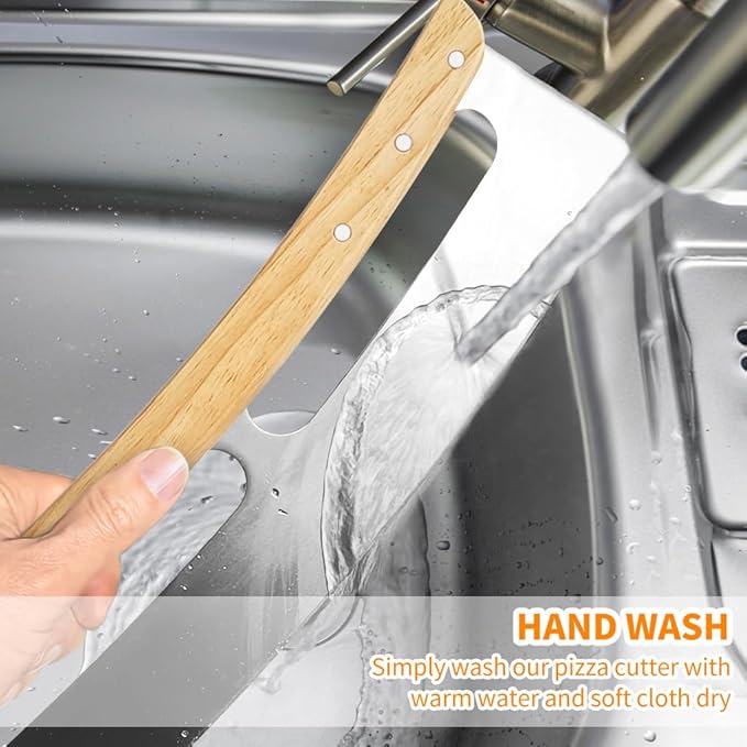 ALLTOP Pizza Cutter Rocker - High Performance Stainless Steel Slicer Blade with One-Piece Wooden Handle - Efficient and Durable Pizza Accessory - Perfect Kitchen Tool for Home Cooking and Restaurant