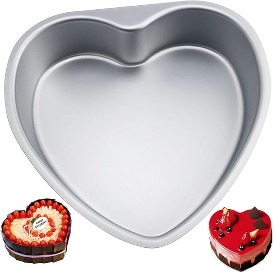QAZXCDEW- Heart Shaped Cake Pan Heart Cake Mold 8inch Aluminum Cake Pans For Valentine's Weddings Birthday Party-1pcs