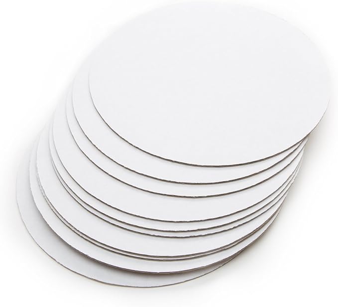 Fox Run Round Cake Base, Cardboard, 8-Inch, Pack of 12, White