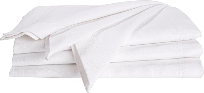 Ramanta Home White Cotton Dinner Napkins Set of 12 | 100% Cotton 18x18 Inch Cloth Napkins | Reusable Fabric Table Napkins for Everyday Use, Parties, Weddings, Thanksgiving, Christmas, Halloween