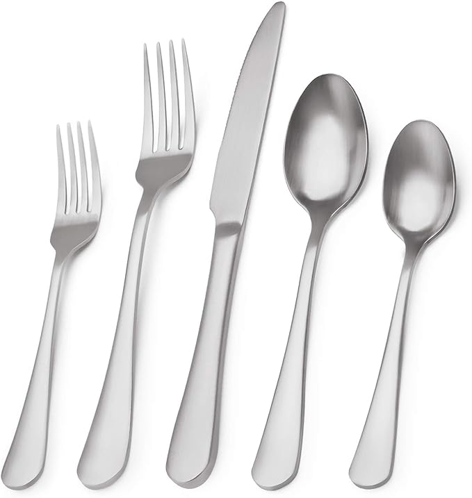 Matte Silverware Set, 20-Piece Stainless Steel Flatware Set,Kitchen Utensil Set Service for 4,Tableware Cutlery Set for Home and Restaurant, Dishwasher Safe…