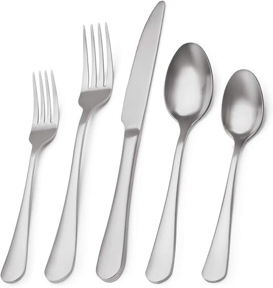 Matte Silverware Set, 20-Piece Stainless Steel Flatware Set,Kitchen Utensil Set Service for 4,Tableware Cutlery Set for Home and Restaurant, Dishwasher Safe…