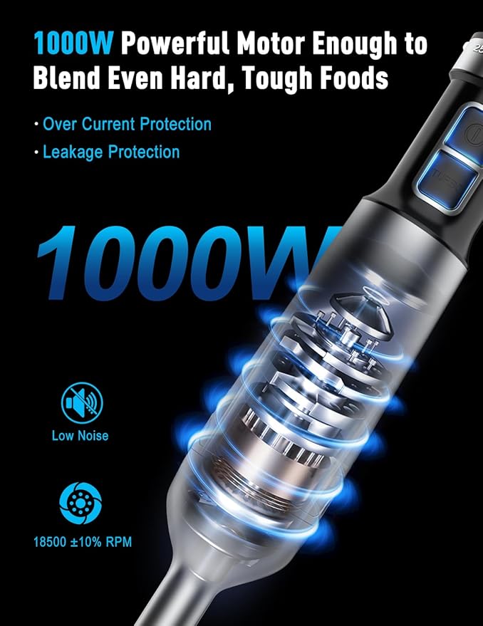 1000W Powerful , 2025 New Update Hand Blender with 25-Speed, Scratch-Resistant Corded Hand Mixer with Heavy-Duty Copper Brushless Motor and Gift Box