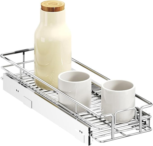 LOVMOR Pull Out Cabinet Organizer 7½" W x 21½" D, Kitchen Cabinet Pull Out Shelves Slide Out Storage