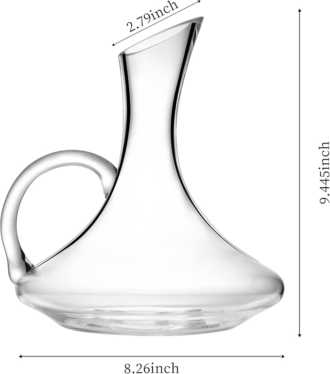 Wine Decanter 1500ml/52oz Elegant Red Wine Carafe Decanter, Hand Blown Lead-Free Crystal Glass Wine Carafe for White and red Wine, Bottle Gift and Wine Accessories（with Battle）
