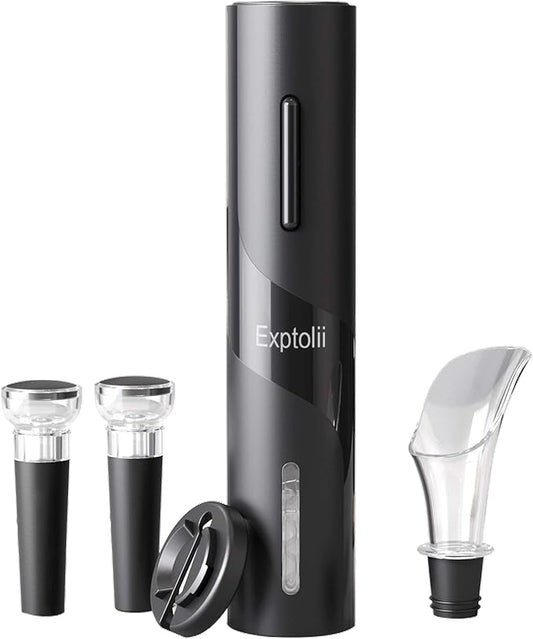 Electric Wine Opener, Automatic Bottle Corkscrew with Foil Cutter, Vacuum Stopper and Wine Aerator Pourer