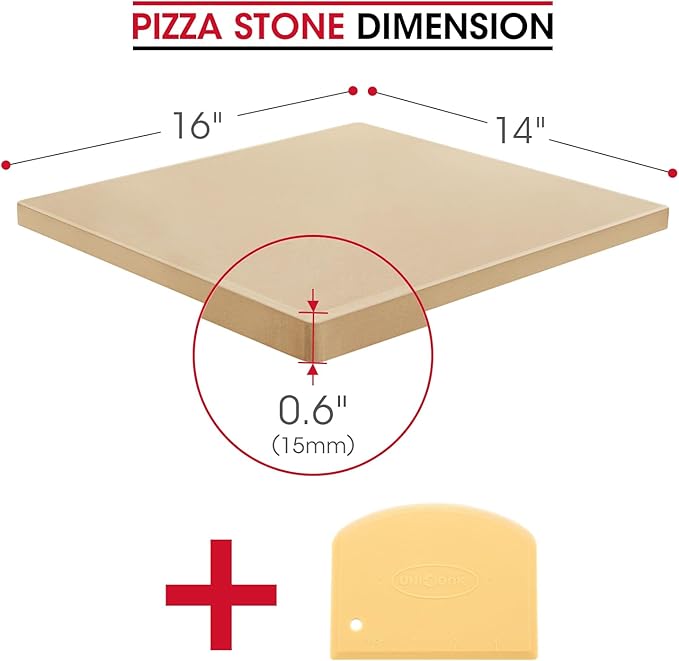 Unicook Large Pizza Stone for Oven and Grill, Heavy Duty Baking Stone for Bread, Thermal Shock Resistant Cordierite Pizza Pan, 16 x 14 Inch Rectangular