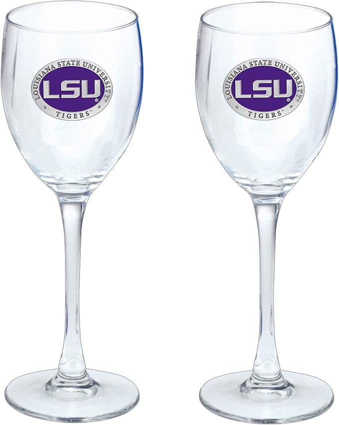 Heritage Pewter LSU Tigers Glass Goblets – Set of 2 | 12 OZ Goblet Wine Glasses | Expertly Crafted Pewter Glass