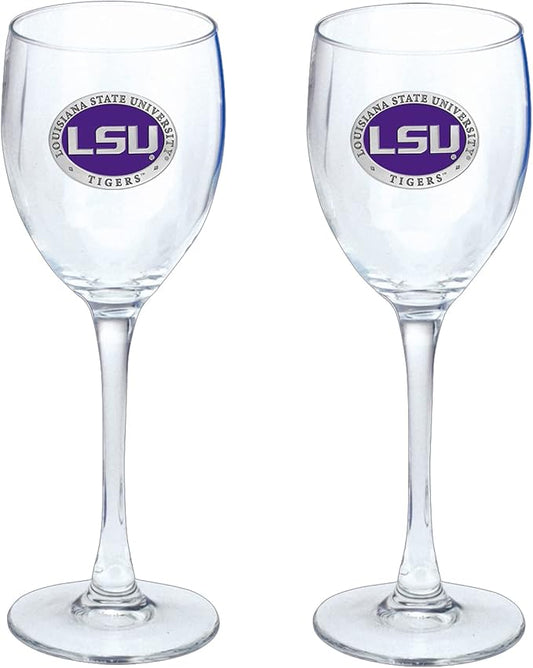 Heritage Pewter LSU Tigers Glass Goblets – Set of 2 | 12 OZ Goblet Wine Glasses | Expertly Crafted Pewter Glass