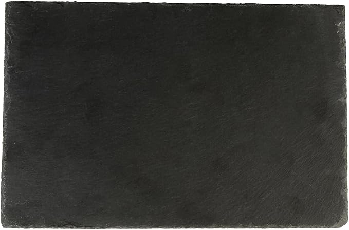 Restaurantware Slate Serving Trays 4 Pack of 11.8" x 7.8" Foam Feet Charcuterie Stone Plates Rustic Edges Freezable Black Serving Display Cheese Boards for Kitchen, Gourmet, Dining, Parties