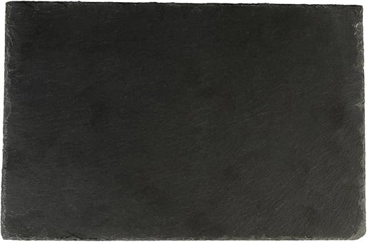 Restaurantware Slate Serving Trays 4 Pack of 11.8" x 7.8" Foam Feet Charcuterie Stone Plates Rustic Edges Freezable Black Serving Display Cheese Boards for Kitchen, Gourmet, Dining, Parties