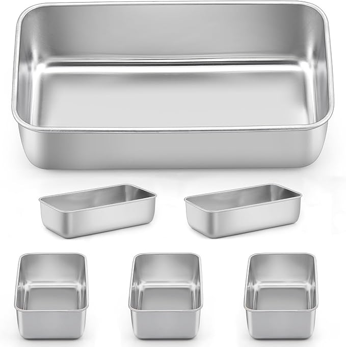 LIANYU 6 Pack Bread Loaf Pans for Baking 9x5 Inch, Stainless Steel Meat Bread Baking Pans, Loaf Tin for Homemade Banana Sandwich Sourdough