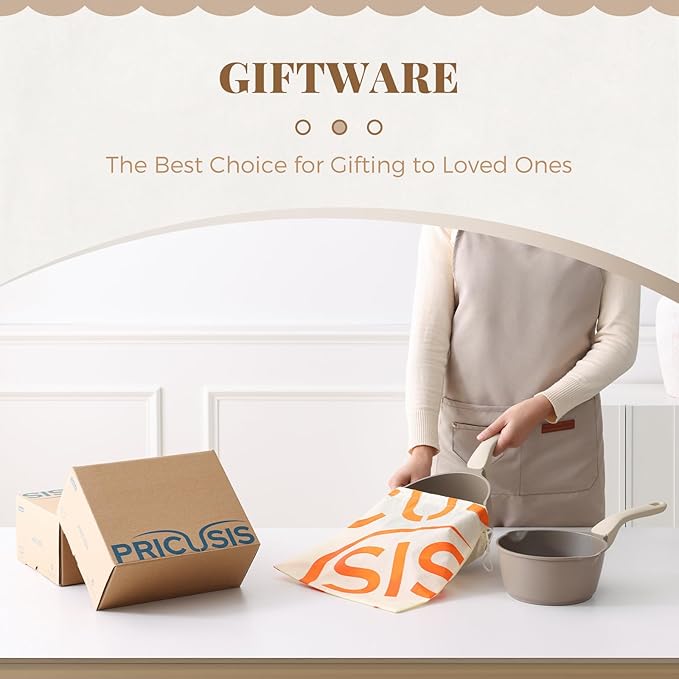 PRICUSIS Nonstick Saucepan with Lid, 2 Quart Sauce Pan, Healthy Sauce Pot with Pour Spouts for Multipurpose Use, PTFE, PFOA Free, Induction Compatible, Apricot