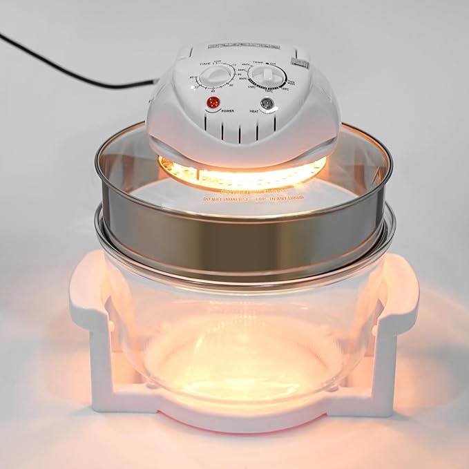 18QT Turbo Air Fryer Oven, Electric Convection Oven Roaster Steamer, Large Countertop Air Fryer Toaster Oven with Glass, 360° Viewable for Family & Party, Steam, Bake and Gril,1200W