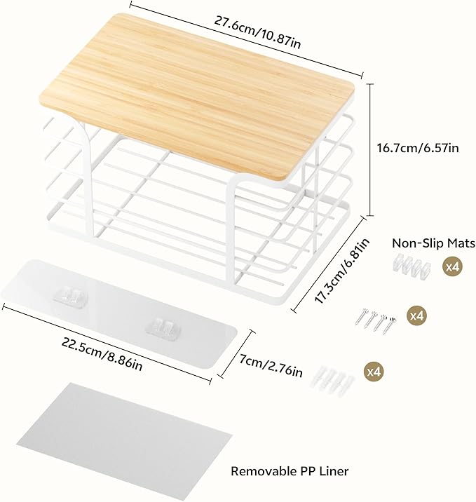 Potato and Onion Storage Bin,Kitchen Organizers Pantry Bin with Bamboo Top for Onion,Potato,Fruits,Vegetable,Produce Storage, White
