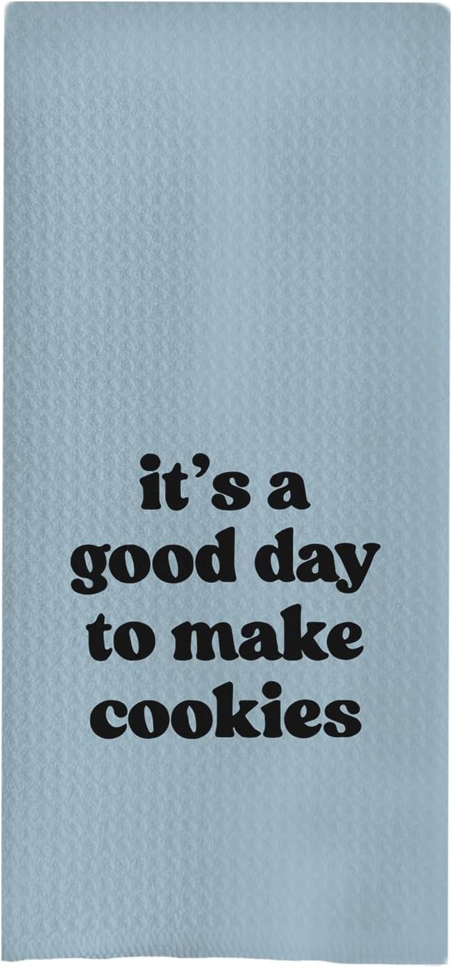 Baking Towels, Tea Towels for Baking, Gifts for Bakers Cookie Lovers Cooks, Baking Gifts for Women Bakers, It's a Good Day to Make Cookies Kitchen Towels, 16x24 （12）