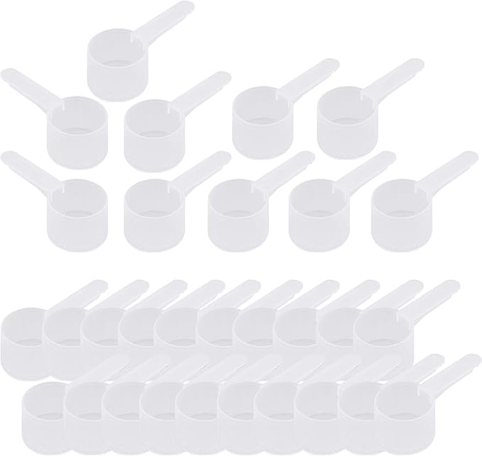 18 mL Plastic Measuring Packaging Scoop (= 3.7 teaspoon/ = 18 cc/ = 0.61 fl oz), Medium Handle - to Measure and Dispense Spices, Granules, Powders, for Seeds Packing (100)