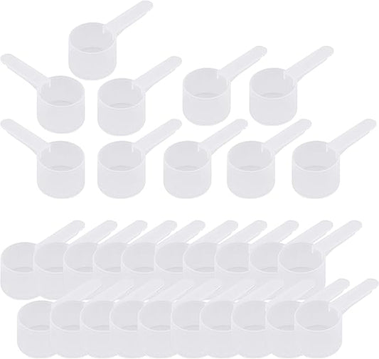 18 mL Plastic Measuring Packaging Scoop (= 3.7 teaspoon/ = 18 cc/ = 0.61 fl oz), Medium Handle - to Measure and Dispense Spices, Granules, Powders, for Seeds Packing (100)