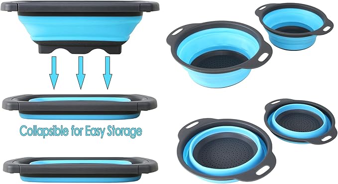 42 in. x 20 in. x 10 in. 16-Gauge Stainless Steel Undermount Triple Bowl Kitchen Sink with Collapsible Colander Set and Strainer