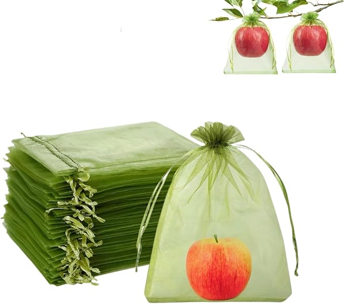 60 PCS Fruit Protection Mesh Bags,6.69x9 Inch,Drawstring Reusable Netting Cover for Plants, Fruits, Vegetables, Flowers