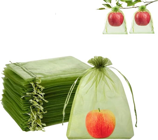 60 PCS Fruit Protection Mesh Bags,6.69x9 Inch,Drawstring Reusable Netting Cover for Plants, Fruits, Vegetables, Flowers
