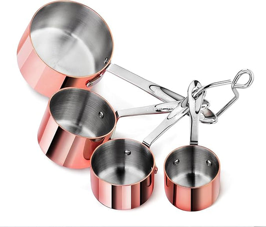New Star Foodservice 43150 Stainless Steel 18/8 Measuring Cups with Brass Plated Body