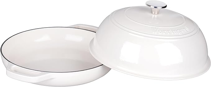 Enameled Cast Iron Dutch Oven Pot with Lid, Bread Oven for Sourdough Bread Baking, Dutch Ovens with Bread Proofing Basket& Baking Supplies Set, 6 Quart, White