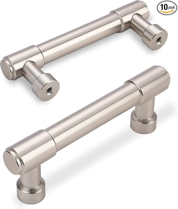 10 Pack Brushed Satin Nickel Cabinet Pulls 3 Inch(76mm) Hole Centers Kitchen Cabinet Handles Drawer Pulls