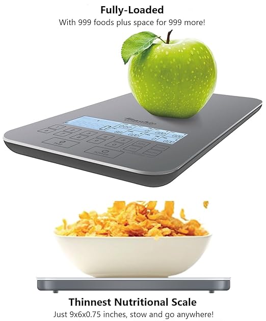 Nutrition Scale by NutraTrack™ with Food Grade Glass, Perfect for Calorie Counting, Meal Prep, and Weight Loss (Pearl Silver)