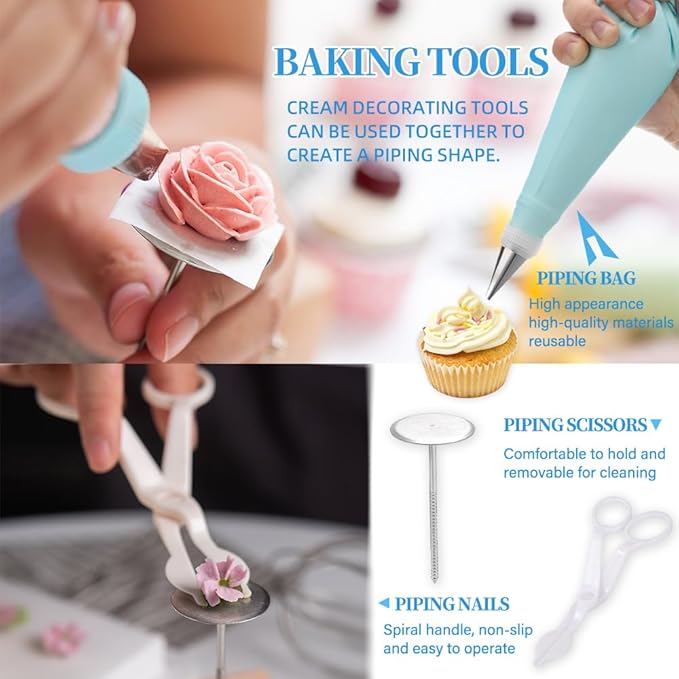 Complete 179PCS Springform Round Cake Pans Set for Baking and Cake Decorating, including 16 Piping tips,65Baking Cups,30Parchment paper liners,spatulas,4''+7'' +9''Cake Pans