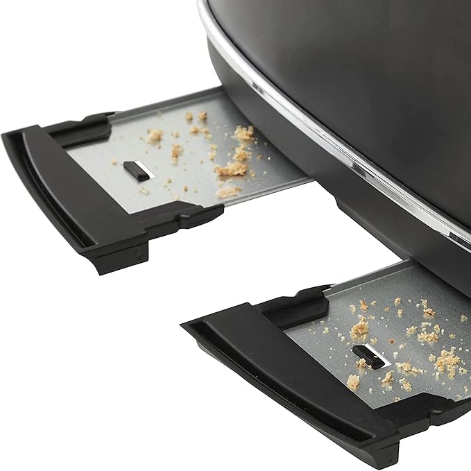 Haden Heritage 4 Slice Wide Slot Stainless Steel Toaster with Adjustable Browning Control & Non-Slip Feet, Black & Chrome