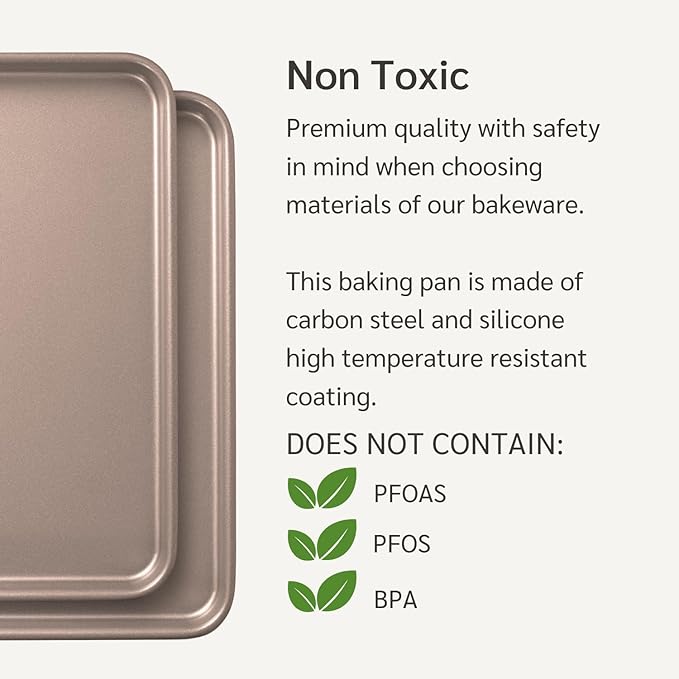 Nonstick Non-Toxic 18-inch Half Baking Sheet 2-Pack | Premium Extra Thick Sheet Pan | Warp Resistant Large Cookie Sheet