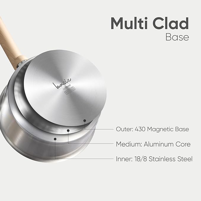 CAROTE 1QT&1.5QT & 3.5QT Sainless Steel Saucepan with Lids and 1QT Saucepan without Lid Pot Set,3-ply Base, Non-Toxic, Induction Cookware Set, Small Kitchen Pots, Tempered Glass Lids