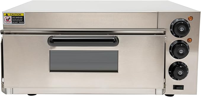 Commercial Electric Pizza Oven 16 Inch Countertop Pizza Oven Commercial Pizza Maker Machine, 1800W Indoor Stainless Steel Pizza Cooker w/Removable Pizza Stone, 122-662°F & 30Min Timer