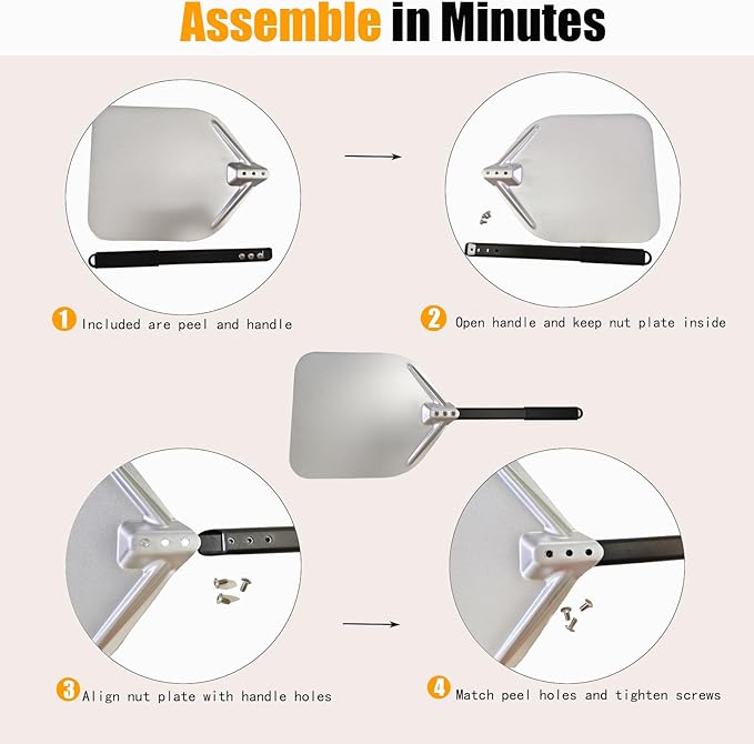 Pizza Peel 12 Inch, Pizza Spatula with Oven Gloves, Detachable Handle, Pizza Paddle for Indoor & Outdoor, Pizza Oven Accessories