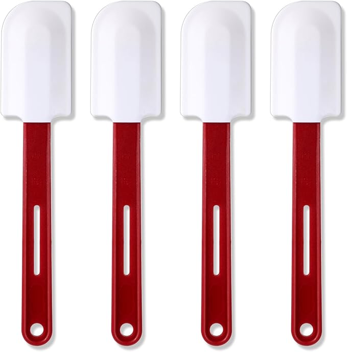 Norme 4 Pcs High Temp Silicone Spatulas Heat Resistant Rubber Spatula Commercial Silicone Scraper with Handle for Kitchen Cook Baking Mixing Utensil, Dishwasher Safe (10 Inch)
